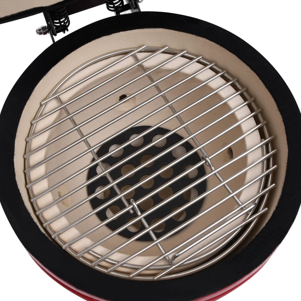 Barbecue à fumoir kamado 2-en-1 céramique 56 cm rouge