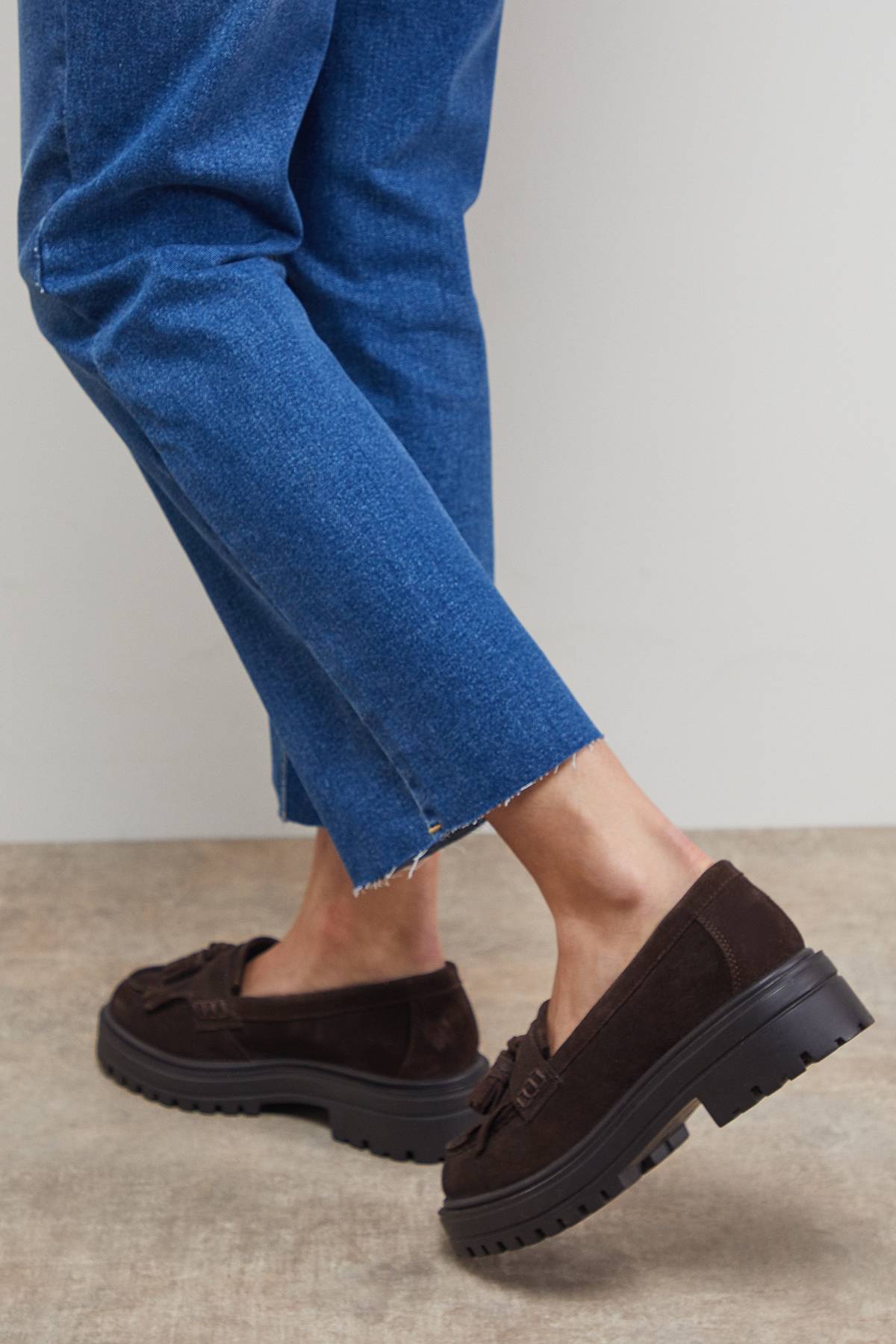 Oasis Mocassins Chunky à Pompons en Daim Brooker