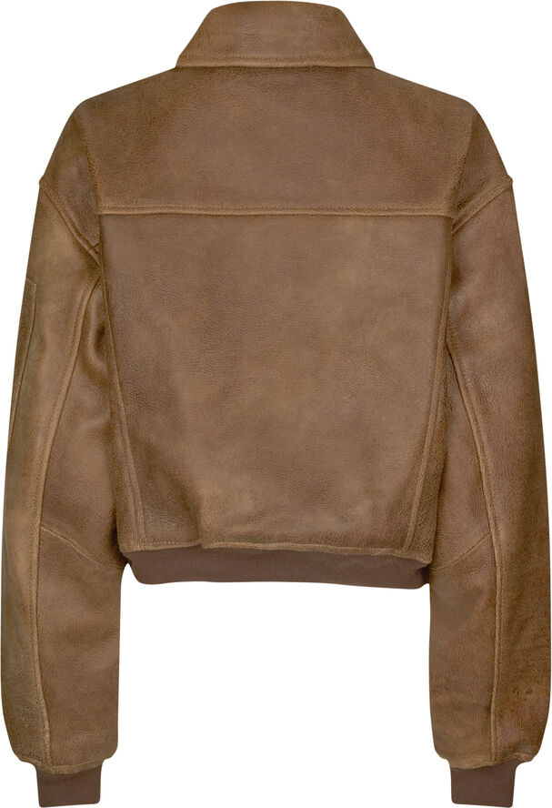 Oval Square Rocky Leather Bomber Used brown