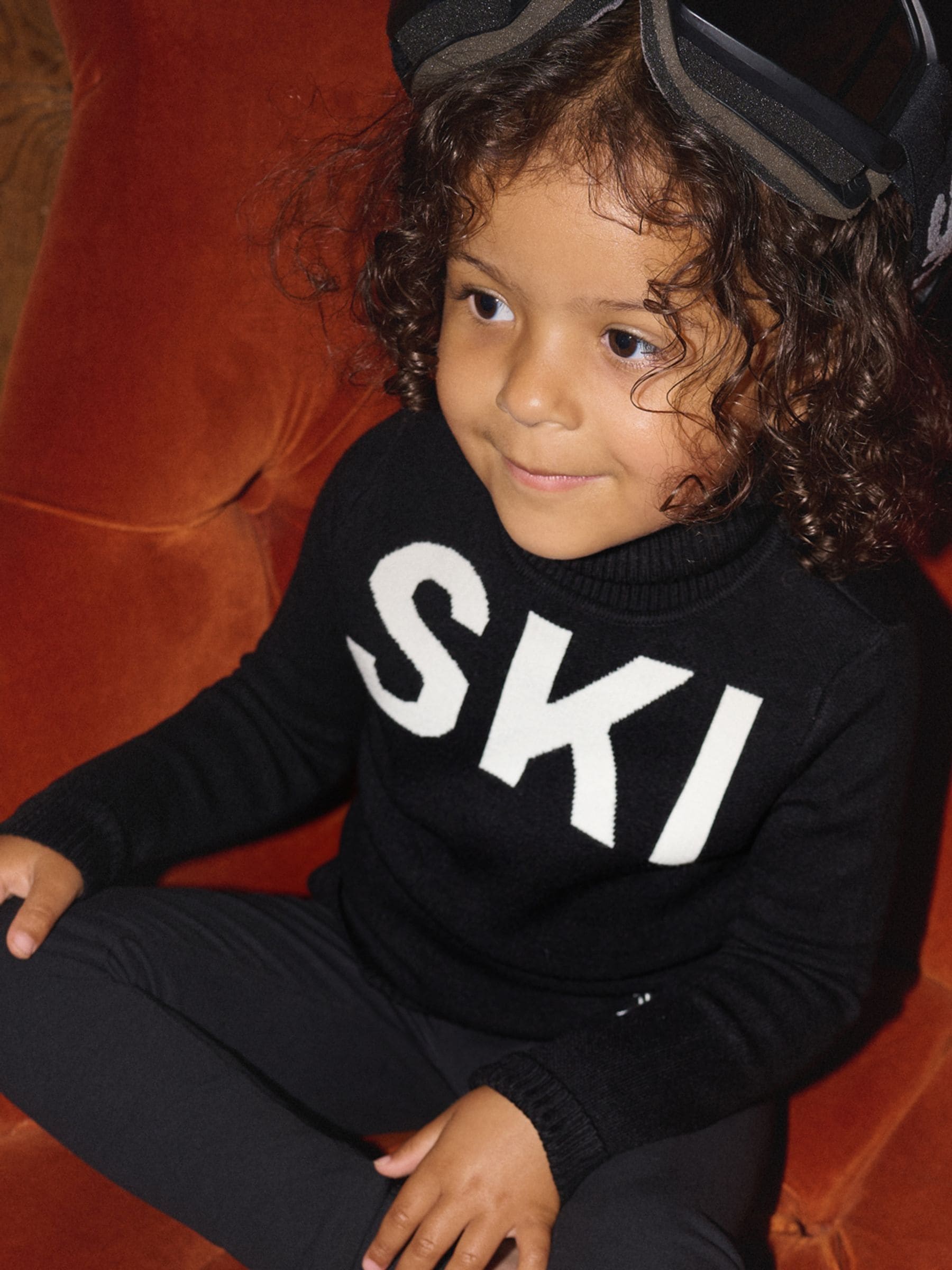 Zwart - The Little Tailor Kids Ski Text Christmas Jumper