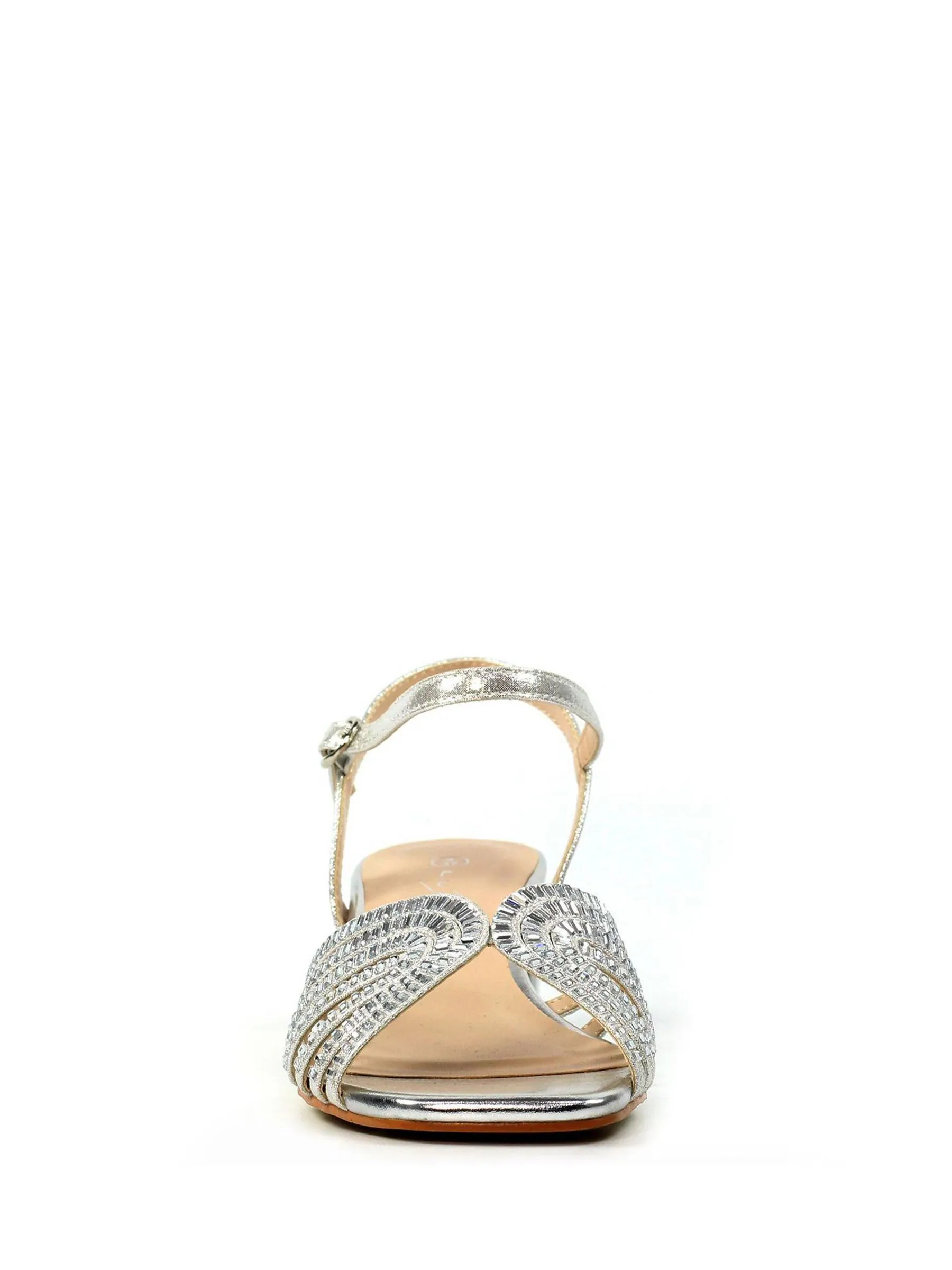 Lunar Silver Twinkle Block Heel Sparkly Party Sandals