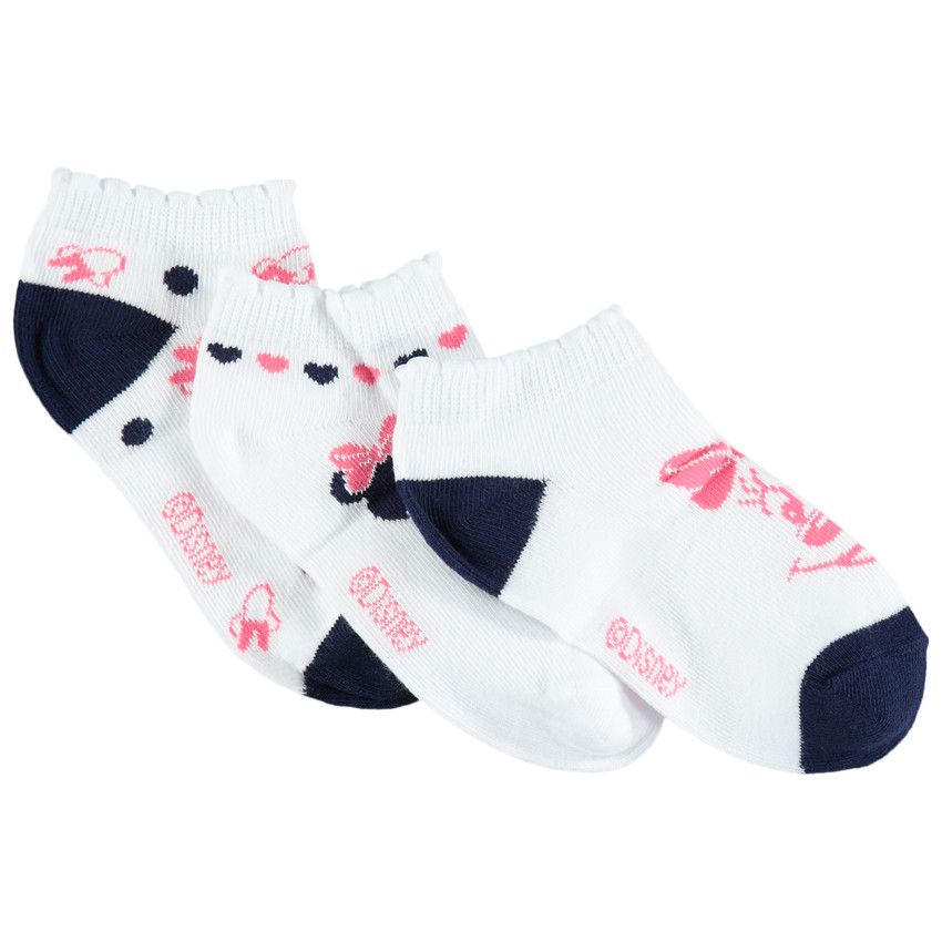 Lot de 3 paires de chaussettes courtes Minnie Disney - Blanc