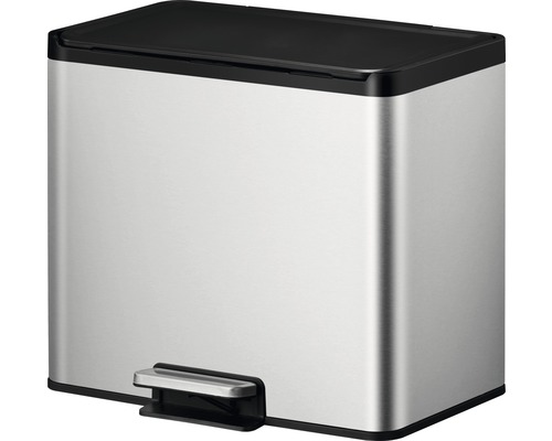 EKO EcoCasa III pedaalemmer, 2 compartimenten (2 x 15 liter), zilver