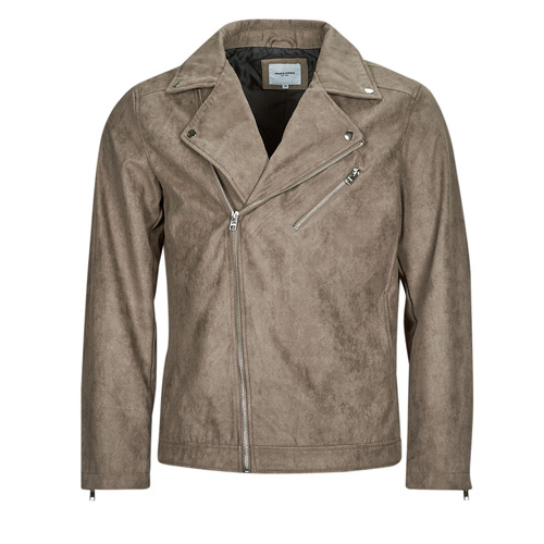 Jack & Jones - JJROCKY FAUX SUEDE BIKER JACKET - Beige