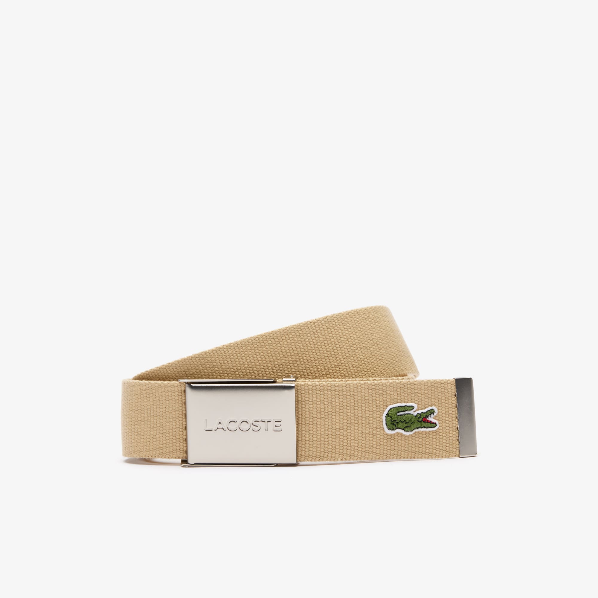 Ceinture sangle boucle gravée Lacoste Édition Made in France Ceintures - Beige - Lacoste - Homme