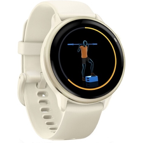 Montre connectée Garmin vívoactive 6, lunette Lunar Gold avec boîtier ivoire