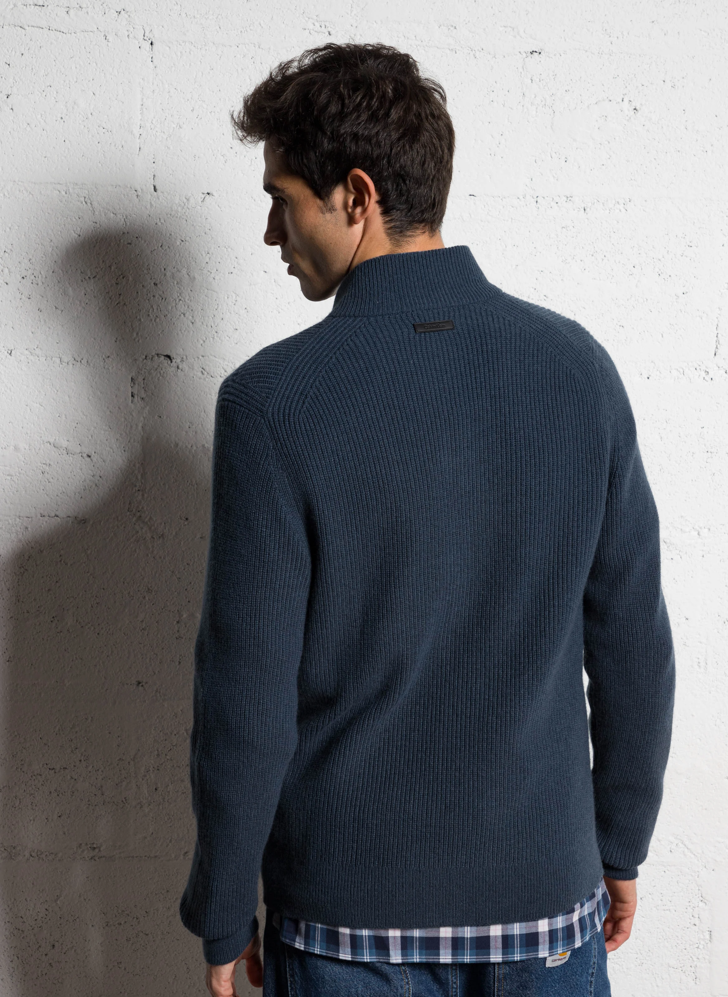 Gilet zippé en laine| Bleu