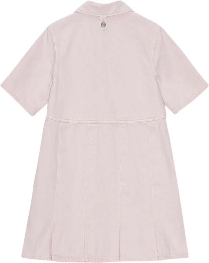 Ganni Overdyed Denim Mini Dress Chalk pink