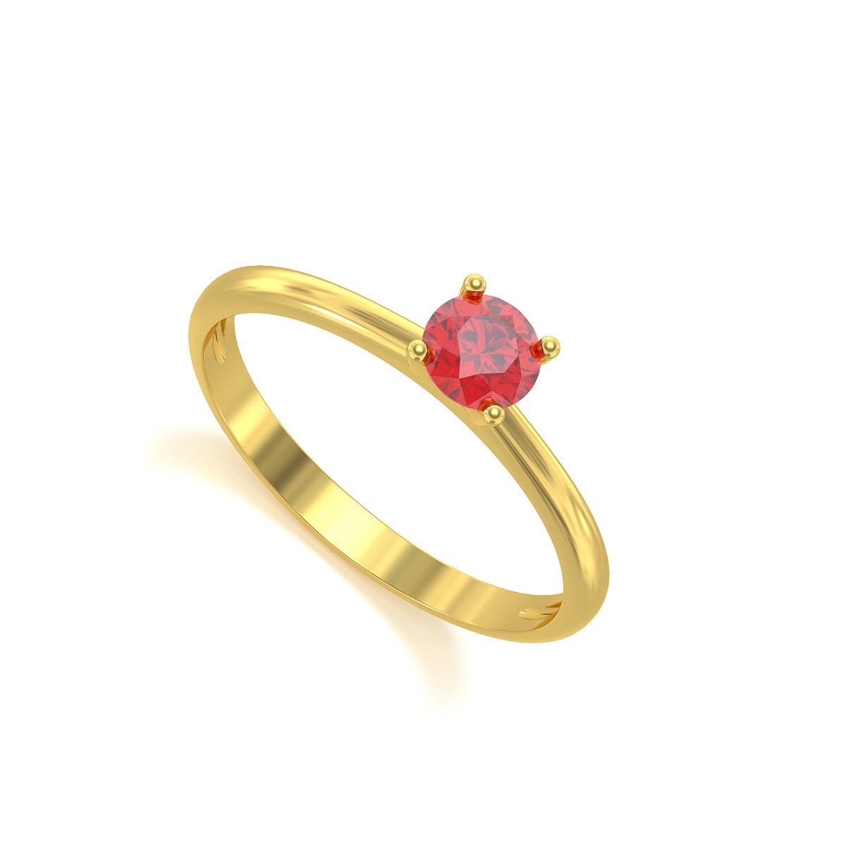 Bague ADEN Solitaire Or 585 Jaune Rubis 1.59grs