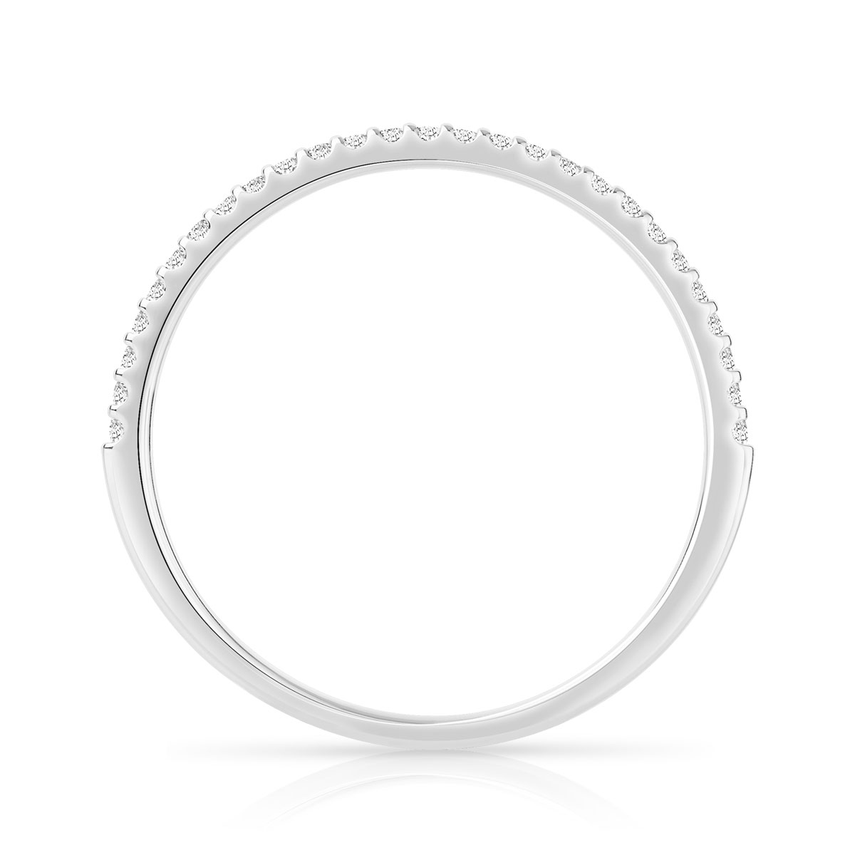 Alliance demi-tour or 750 blanc diamants synthetique 0.15 carat