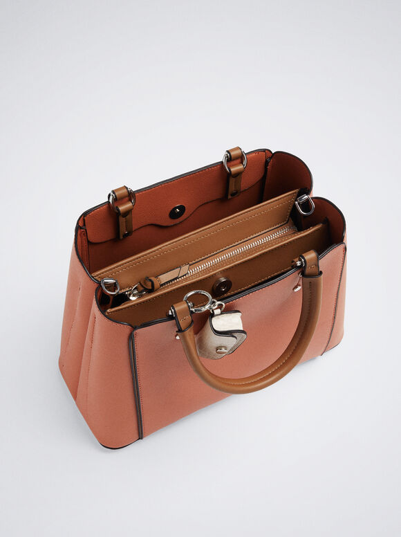 Bolsa tote com pingente removível - Coral