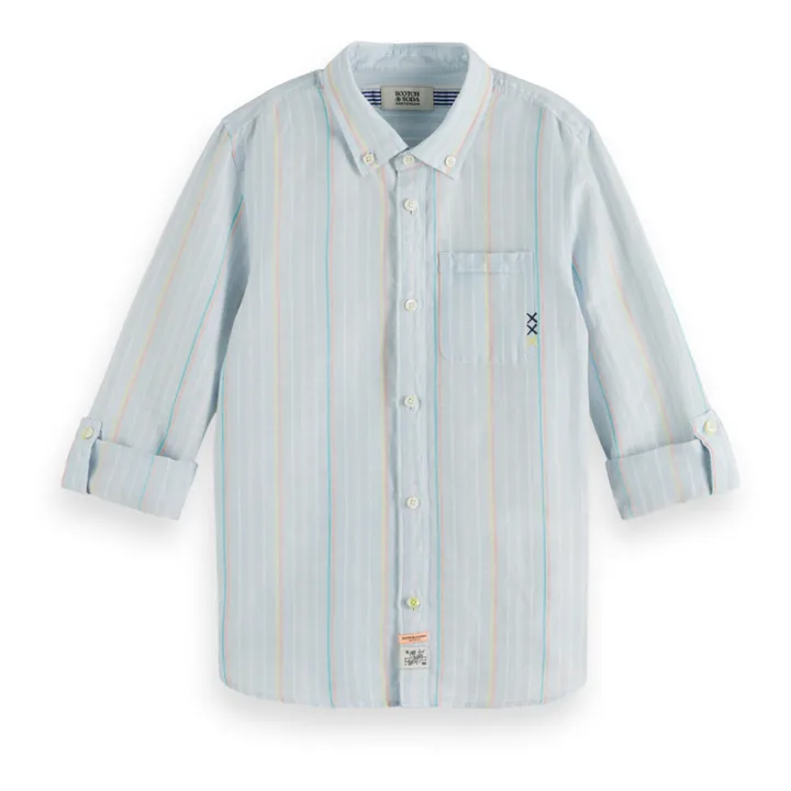 Scotch & Soda Chemise Rayée Lin | Bleu