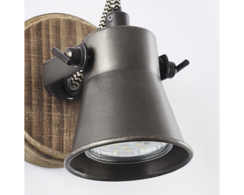 Wandspot, 1-lichts, HxB 13x9,5 cm, bruin/zwart