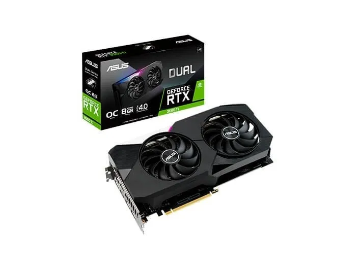 [OUTLET] - ASUS DUAL-RTX3060TI-O8G-V2 - OC Edition - grafikkort - GF RTX 3060 Ti - 8 GB GDDR6 - PCIe 4.0 - 2 x HDMI, 3 x DisplayPort - LHR