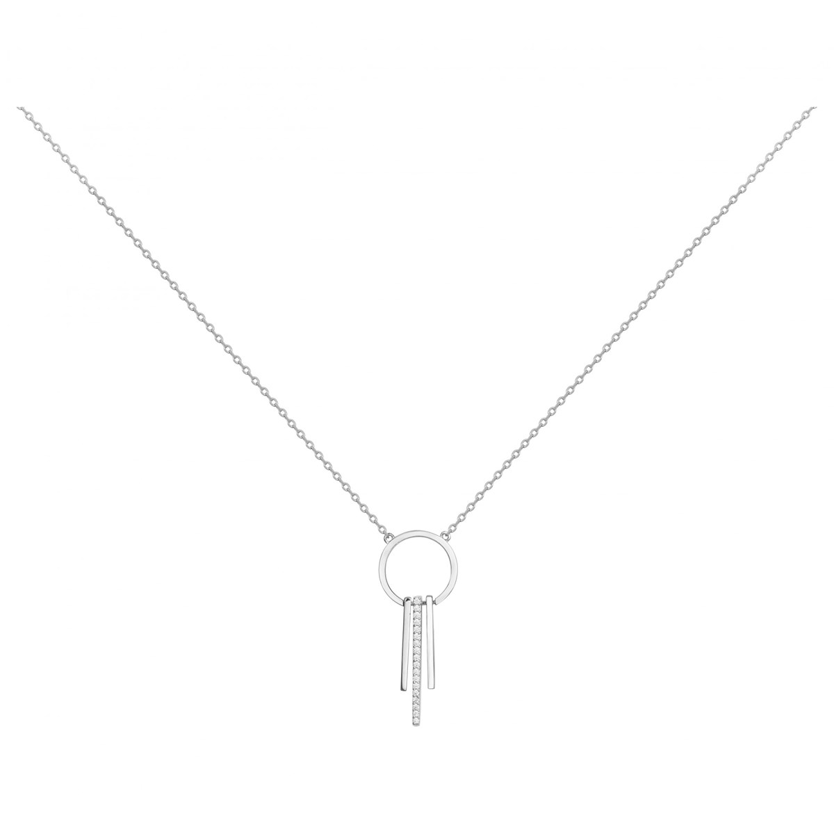 Collier mono-motif en Argent avec oxyde de zirconium blanc