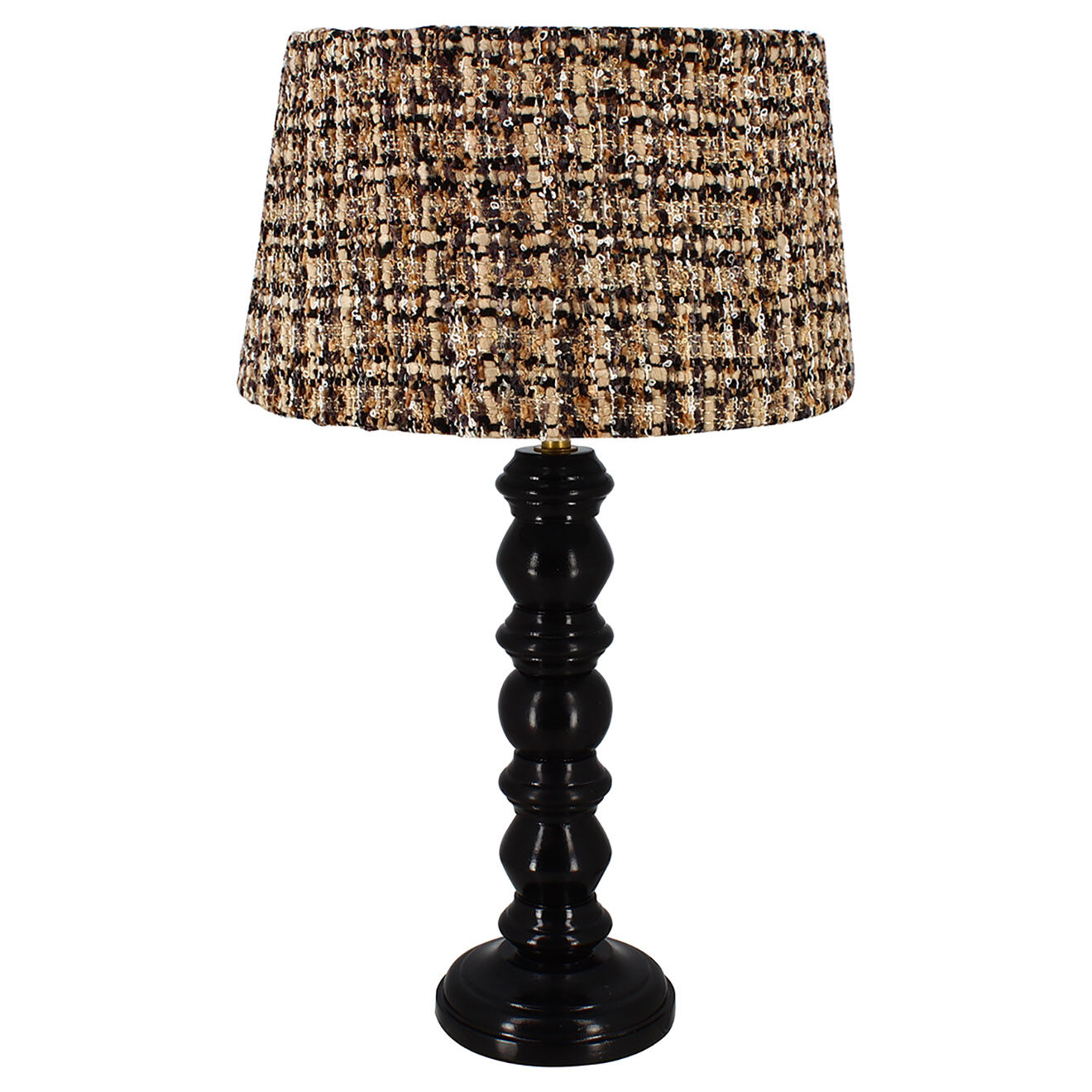 Now's home Lampe à poser abat-jour en Tweed Romy beige/noir - 12.5x13x51 cm