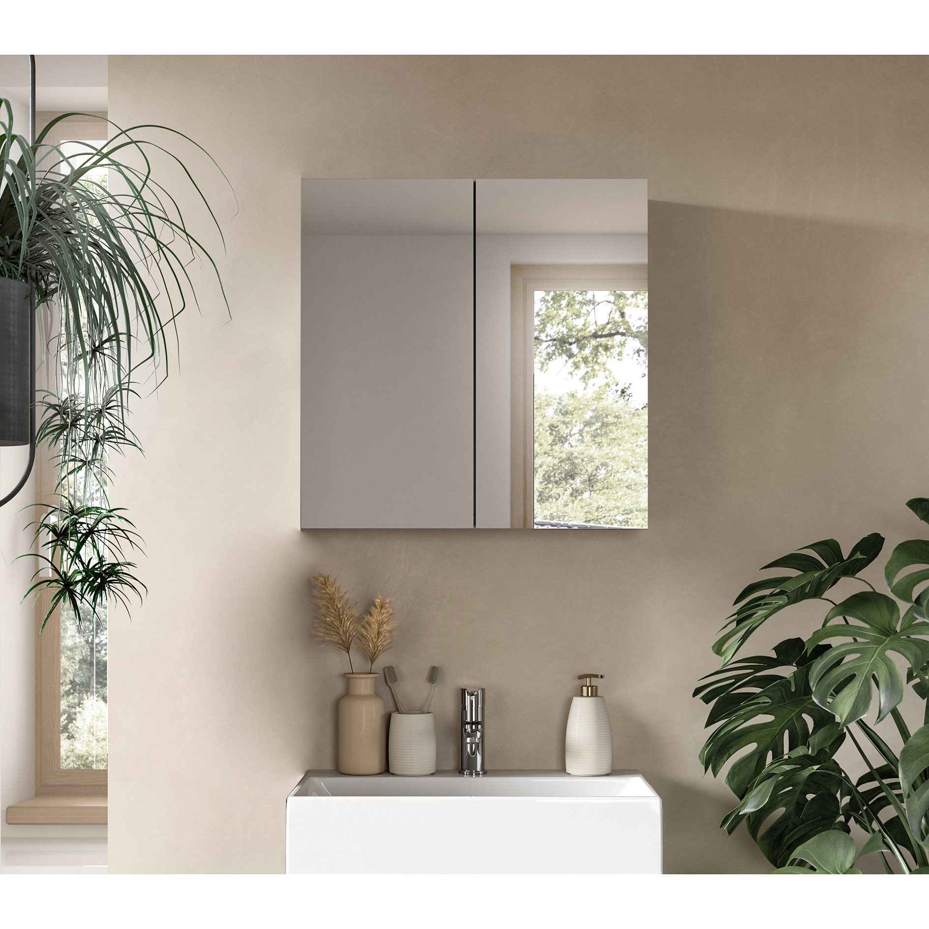 Spiegelschrank SOFT - grau - 60 cm