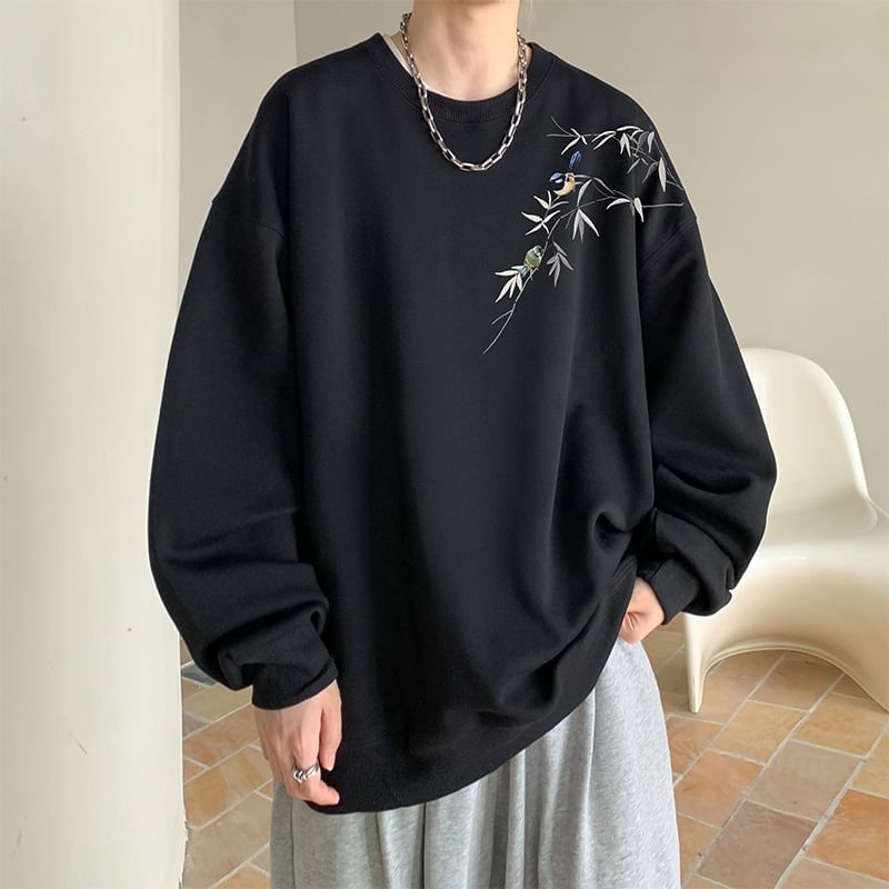 Lingaris - Sweatshirt met ronde hals en vogelprint