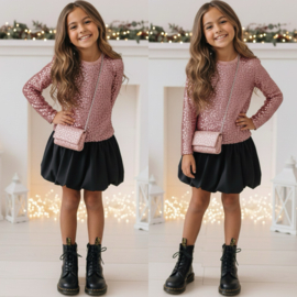 Sparkle elegance dress & bag - roze