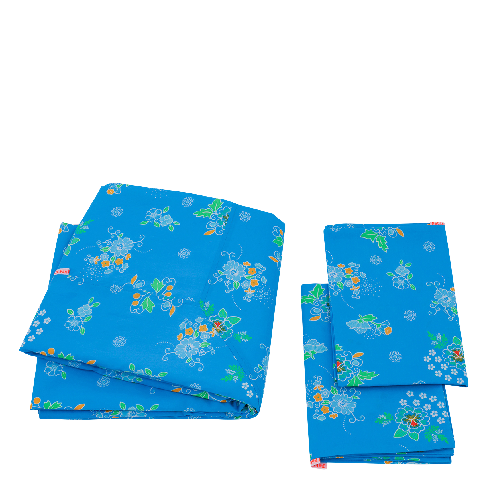Parure de lit imprimé fleuri en coton | Bleu