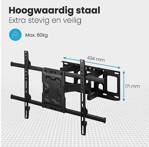 Auronic TV Beugel - TV Muurbeugel - Draaibaar en Kantelbaar - 37 tot 70 inch - Tot 60 KG - Zwart