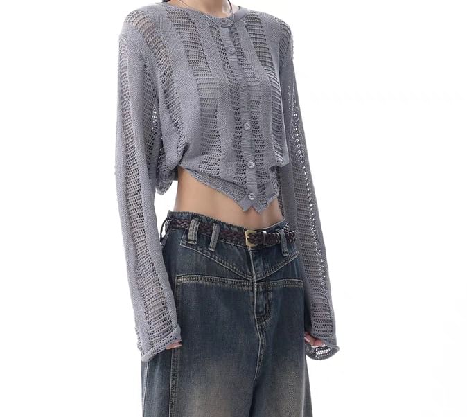 Bolgivy - Mid Rise Washed Frayed Wide Leg Jeans