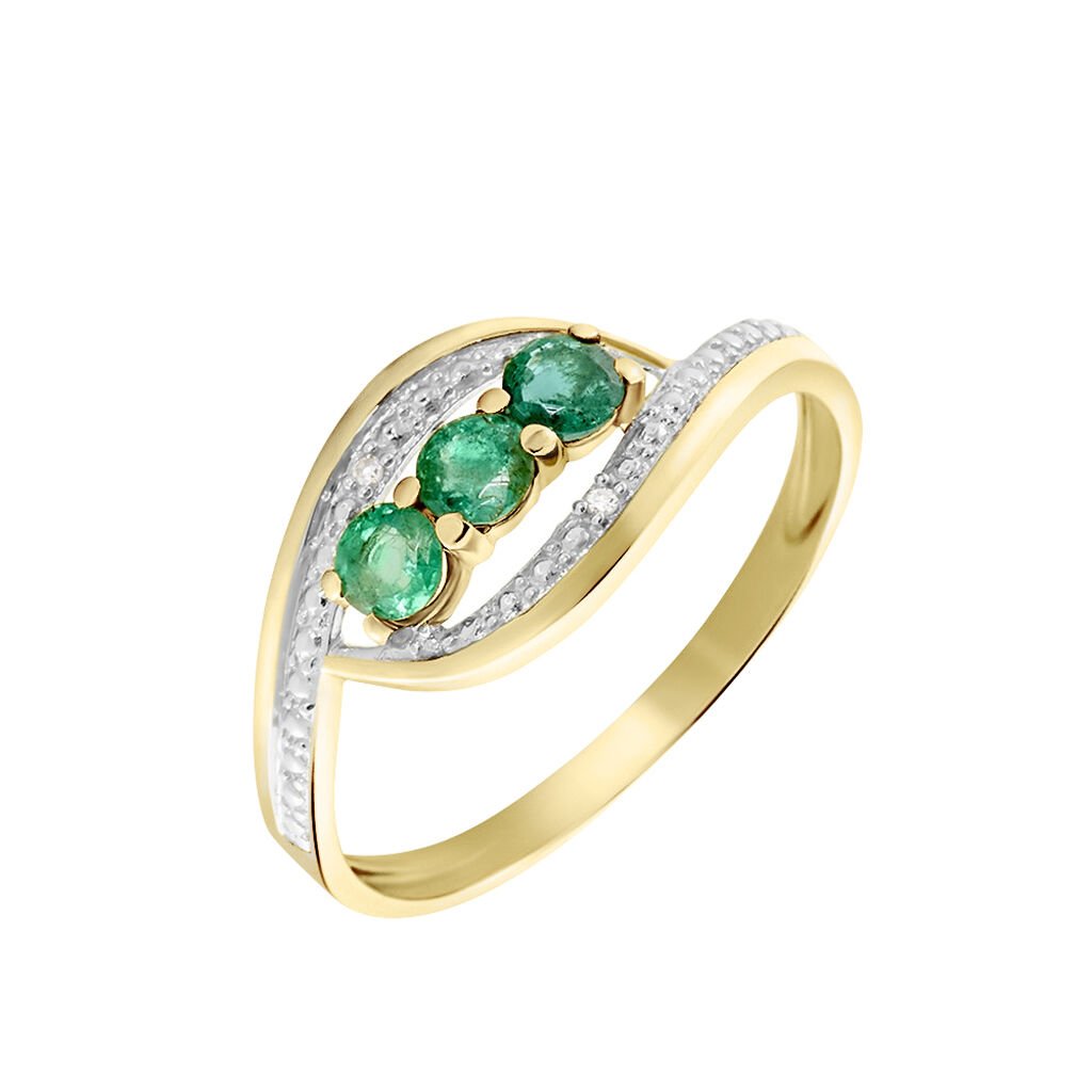 Bague Or Jaune Aurora Emeraudes Diamants