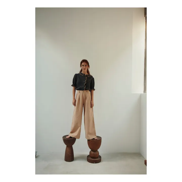 Emile et Ida Pantalon Zebulon Lin - Collection Femme | Crème
