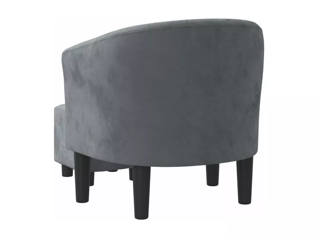 Fauteuil avec repose-pied gris foncé velours