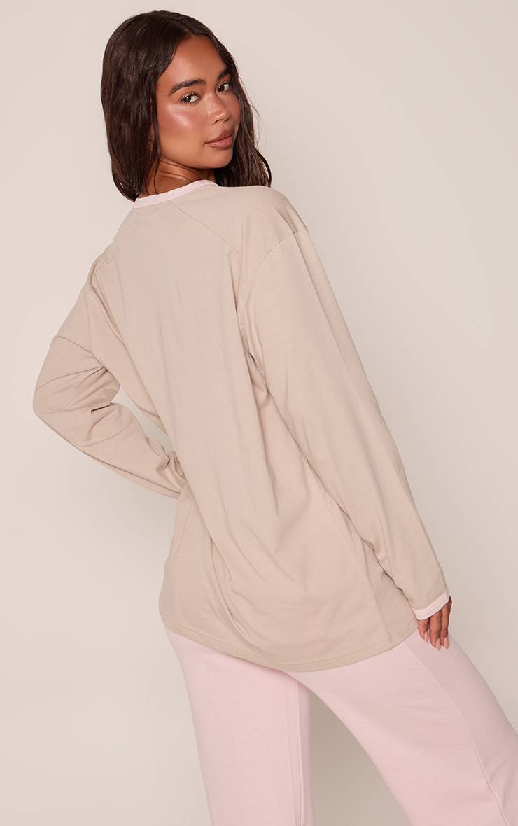 Avoine T-shirt Oversize Manches Longues En Coton Avec Poignets Contrastés