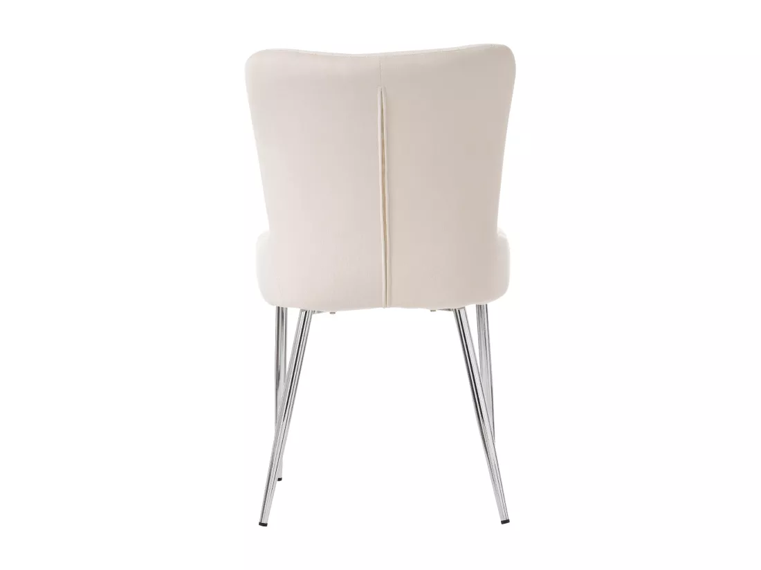 Lot de 6 Chaises en velours - avec pieds en métal argenté - Beige