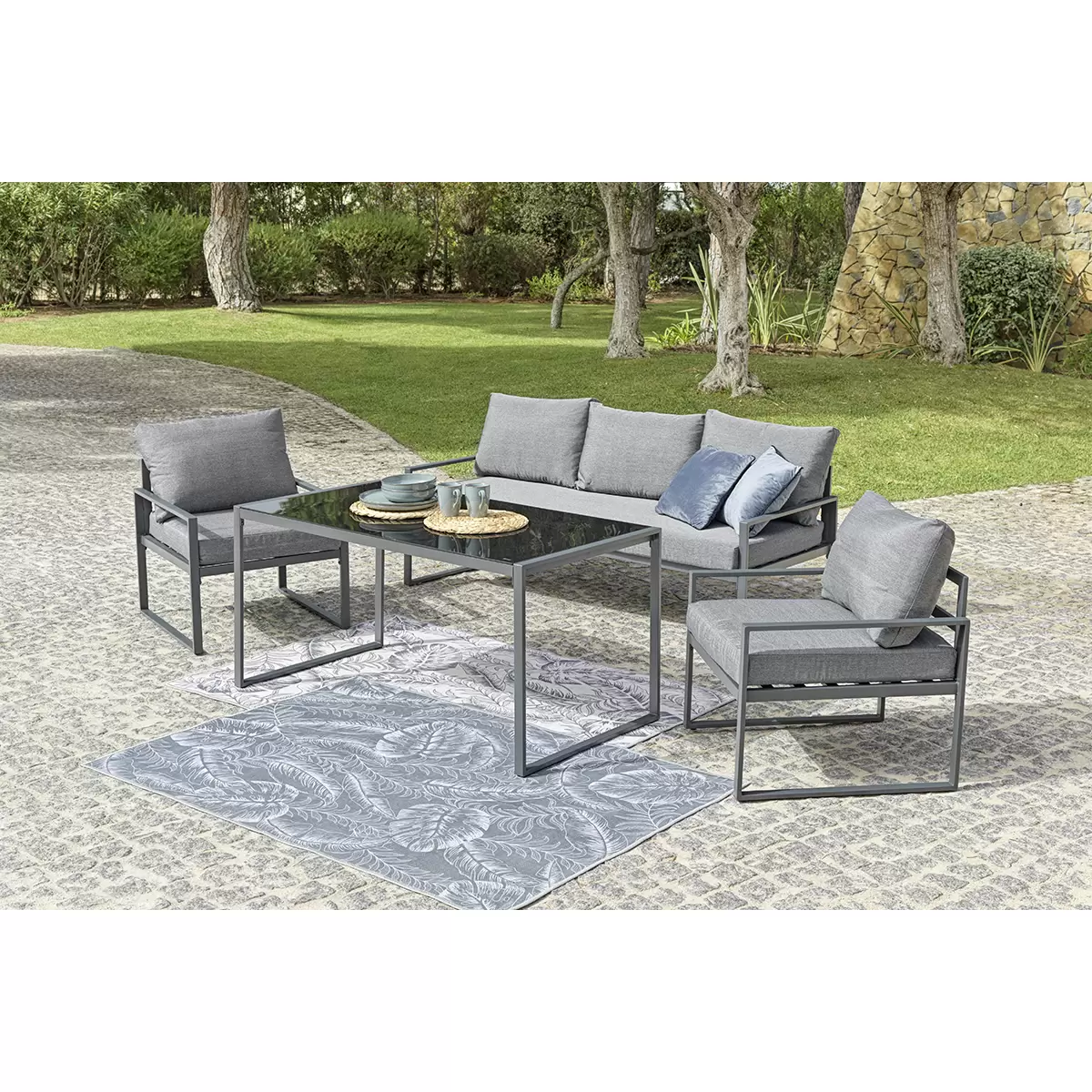 Beldano Loungegarnitur Barcelona 4-teilig Grau