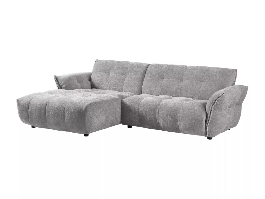 Canapé d'angle gauche en tissu chiné gris NAPIZO