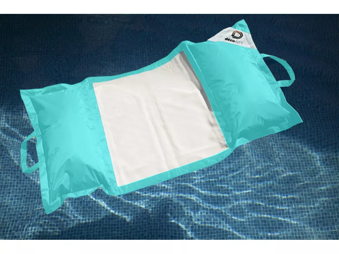 Pouf piscine en Polyester 170x90 cm Bleu caraïbes