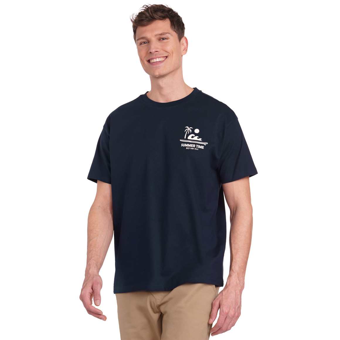 Jonas Nielsen Herren T-Shirt mit Backprint dunkelblau