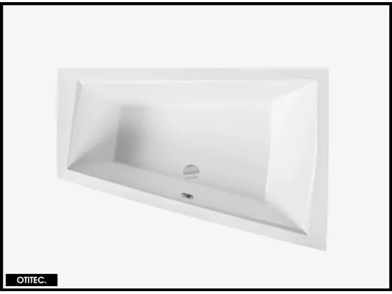 Baignoire Asymétrique avec Tablier Noir - 180 x 125 cm - DROITE - INTIMA DUO - 2 REPOSE-TÊTES OFFERTS