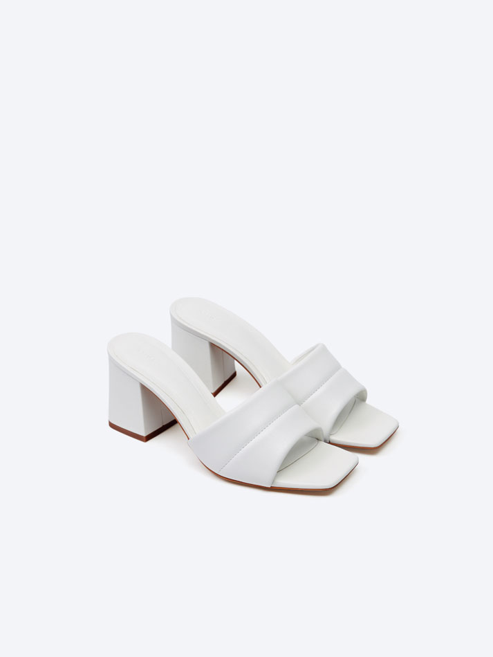 Sandália mule de salto alto - Branca