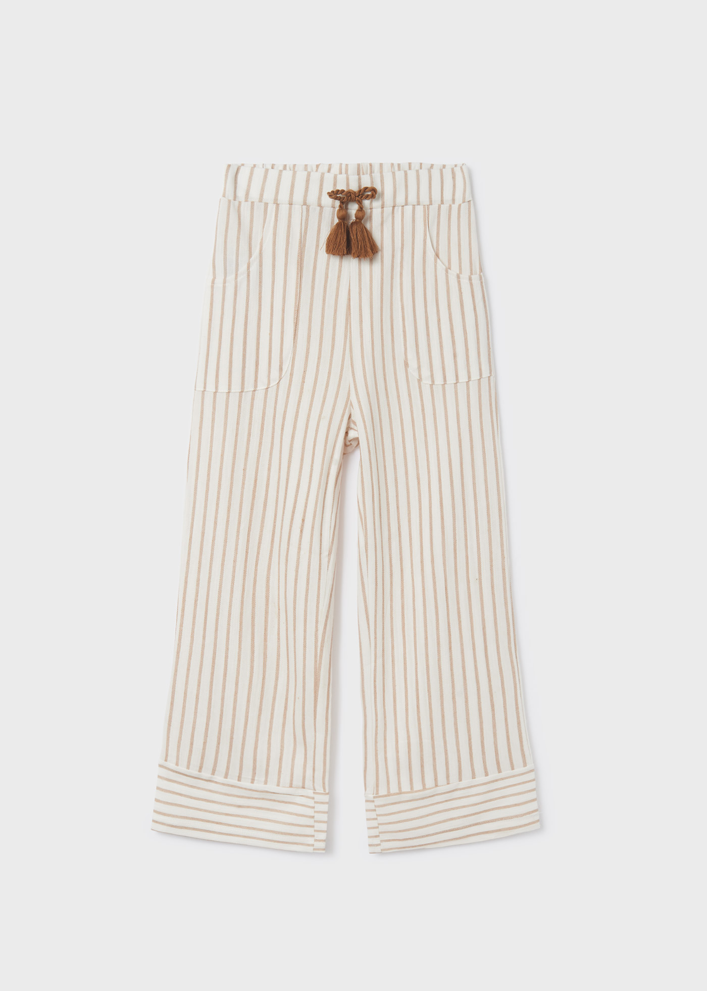 Calça cropped com estampa listrada para meninas
