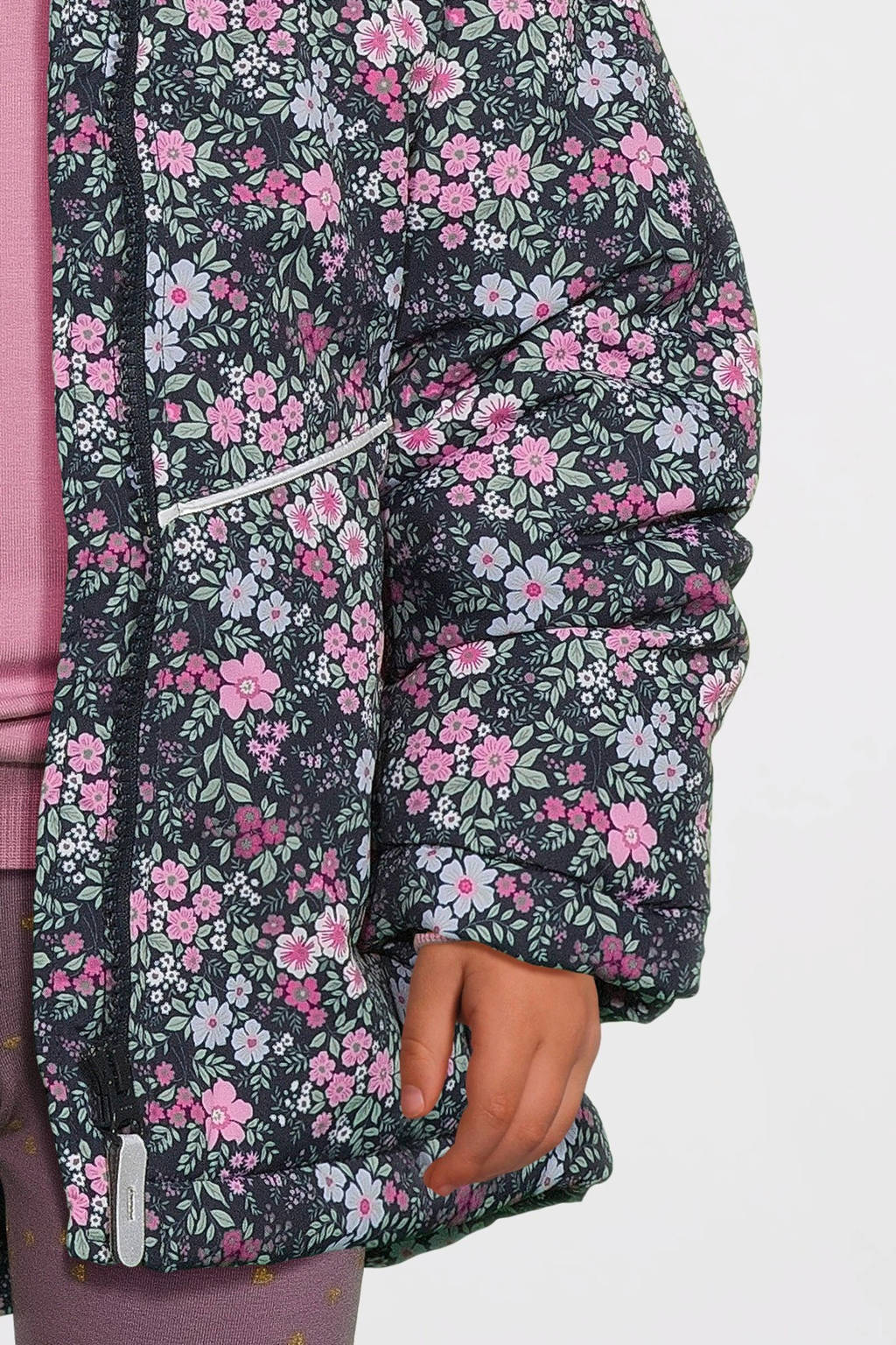 NAME IT gebloemdewinterjas NMFMAXI donkerblauw/roze
