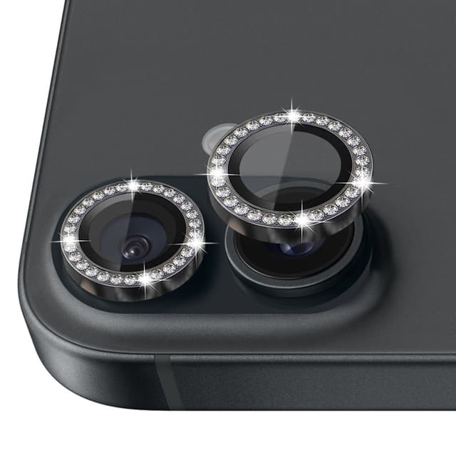 NORTHJO Kameralinsebeskyttelse med Strass til iPhone 16 / 16 Plus, Hærdet Glas