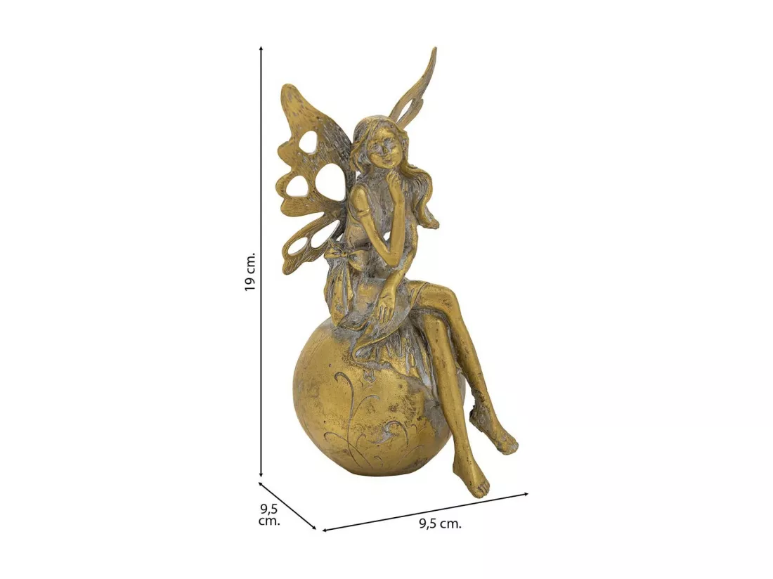 Figure décorative en résine doré 9.5x9.5x19h