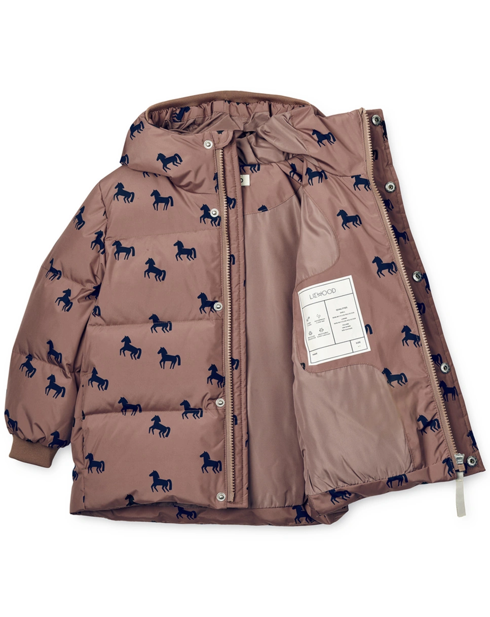 Daunen-Steppjacke PALLE - HORSES in dark rosetta