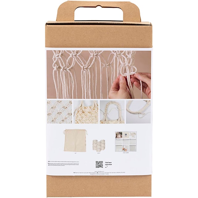 DIY Kit Makramé, Veske, hvit, 1 pk.