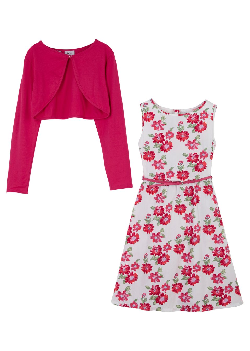 Robe fille + ceinture + boléro fille (Ens. 3 pces.)