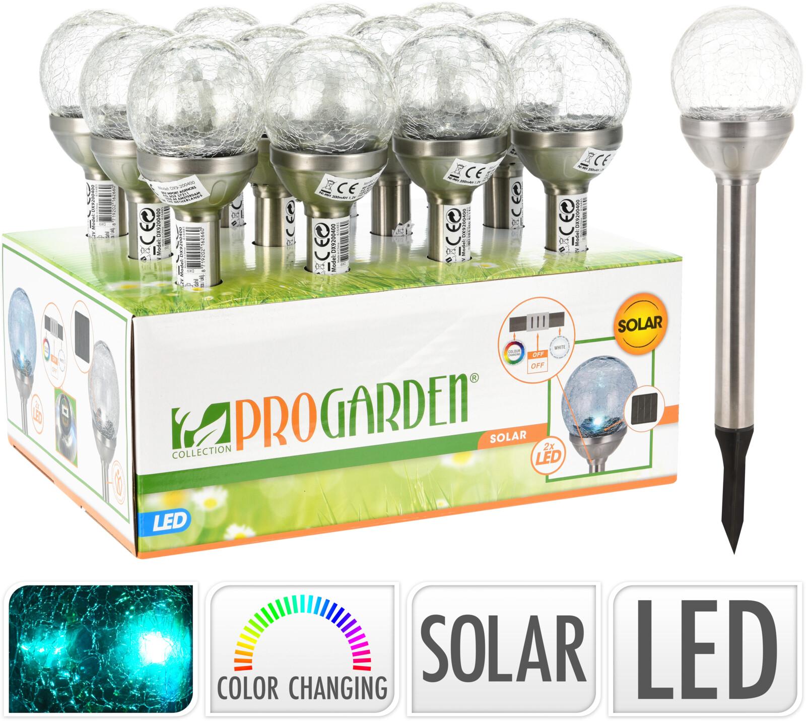LAMPE SOLAIRE BOULE VERRE 2 LED D.8CM