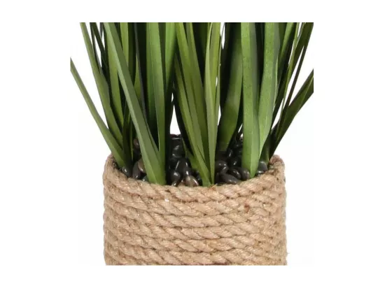 Graminées et plumeaux artificiels pot en corde hauteur 80 cm