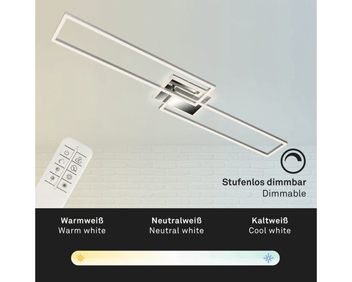 LED plafondlamp, dimbaar, CCT 40W, 5200 lm, 2700-6500 K, 24,8 x 47,5 cm + afstandsbediening, aluminium/chroom
