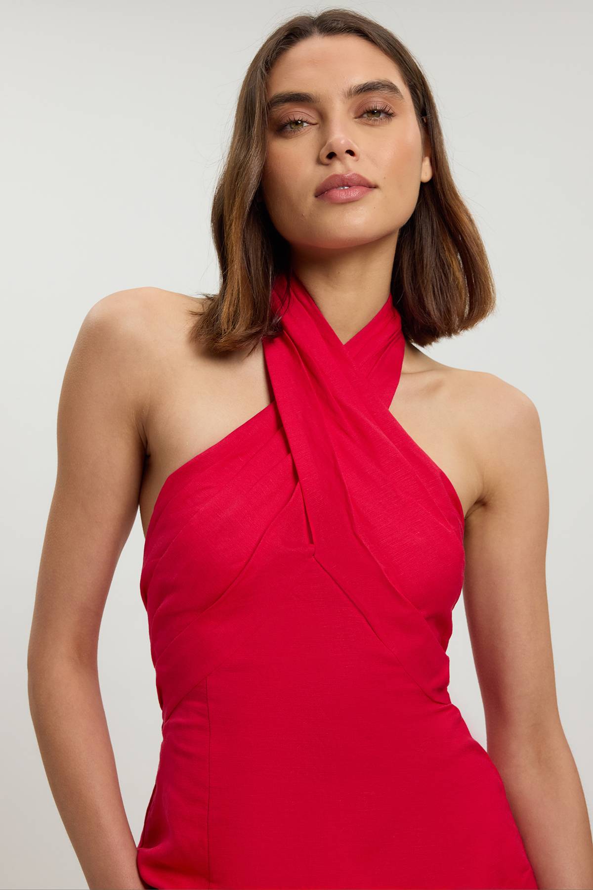 KarenMillen Haut Tissé Col Licou En Viscose Lin