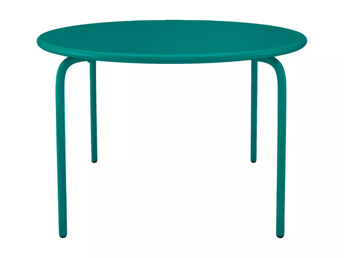 Table de jardin ronde D.110 cm en métal - Bleu canard - MIRMANDE de MYLIA