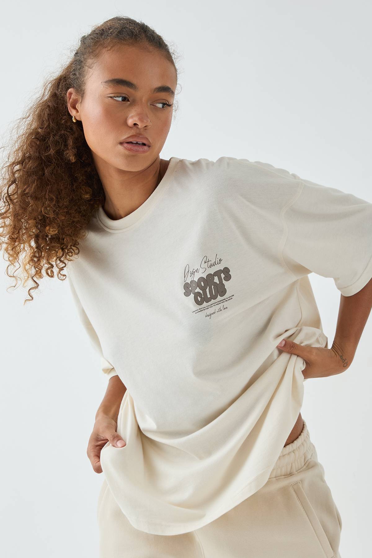 T-shirt Oversize DSGN Studio Sports Bubble Slogan